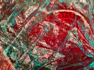Abstract Red and Cyan Crumpled Plastic Texture