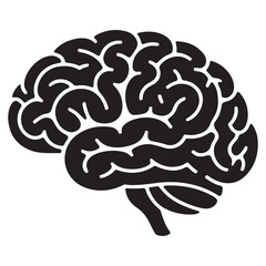 Brain silhouette icon in black and white minimal design on clean white background
