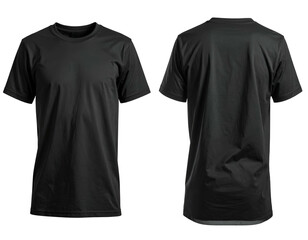Plain black crewneck t-shirt shown from front and back views