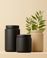 Realistic Industry Advertisement Luxury Elegant Decorative Vases with Greenery Against Soft Background