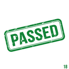 A green rubber stamp with the word "PASSED" in a grunge style, indicating approval or successful completion on a white background.