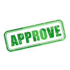 Green grunge rubber stamp with the word APPROVE, signifying acceptance, validation, and agreement.