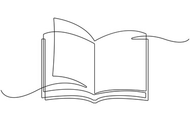 Open book continuous one line drawing.