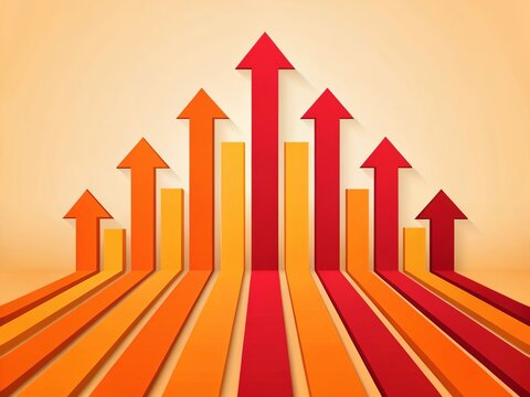 Illustration of arrows pointing up show business growth