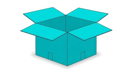 Open turquoise cardboard box packaging container shipping delivery carton mockup design object