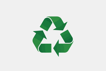 Obraz premium Green recycle icon flat vector illustration isolated on white background for environmental awareness and sustainability projects
