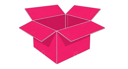 Pink cardboard box open vector illustration for packaging and storage solutions online shop