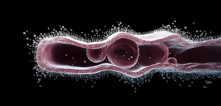 Sharp rendering of tracheal mucosa with cilia movement