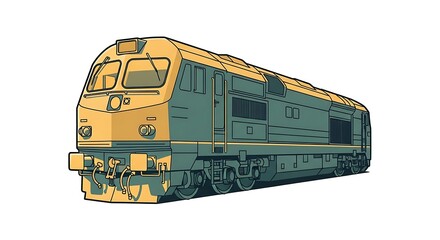 Stock vector illustration of a diesel locomotive train engine transportation vehicle railcar