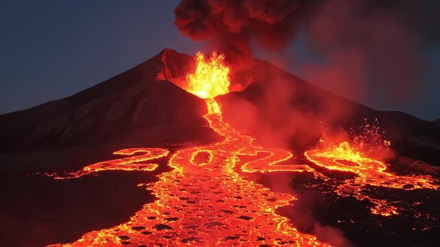 Volcano Erupting Lava Flow Shaping 2026 Glowing At Night
