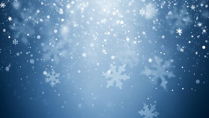 Fototapeta premium Abstract blue Christmas background illustration with ice snowflakes, winter holiday design, and star light decoration