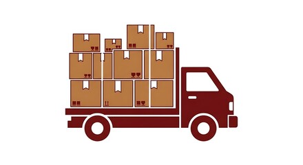 Delivery truck with boxes shipping and transportation services logistics and distribution icon