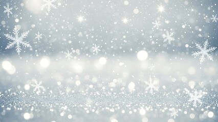 Fototapeta premium Abstract blue Christmas background illustration with ice snowflakes, winter holiday design, and star light decoration