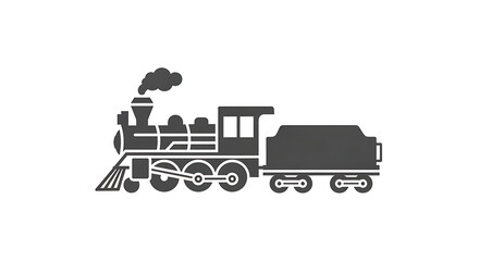 Vector illustration of steam train locomotive railway transportation isolated on white