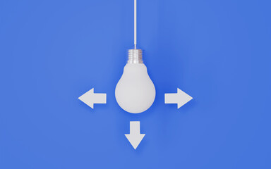 Light bulb with arrows, Creative idea concept 3d illustration