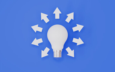 Light bulb with arrows, Creative idea concept 3d illustration