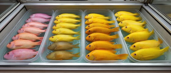 Seafood counters are full of various options including fish, shrimp, and shellfish, inviting shoppers to select fresh ingredients for meals
