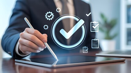 Secure Digital Approval Interface with Verified Checkmark Business Workflow Automation