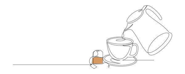 tea cup and teapot line art style vector 1.eps