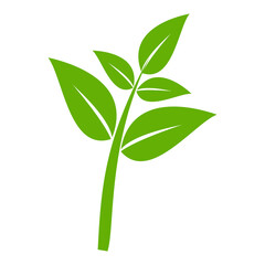 Leaf vector symbol, leaf illustration or leaf emoji in flat style. Spring leaf design, ecological nature theme.	

