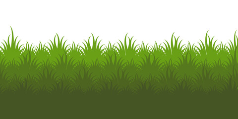 Fototapeta premium Green grass illustration in flat style. Flower and wild grass plant design 