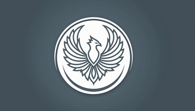 Minimalist Phoenix Logo Vector Design Geometric Abstract Bird Icon Isolated White Background