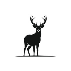 Obraz premium Black silhouette of a majestic stag with large antlers