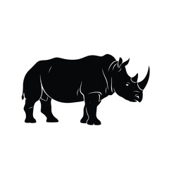 Fototapeta premium Black silhouette of a rhinoceros