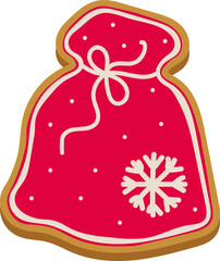 Christmas gingerbread in the shape of a bag of gifts