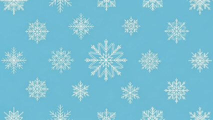 Seamless winter pattern with white snowflakes on a light blue background for festive season designs and holiday themed projects