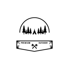 Forest and mountain adventure logo badge bundle. Retro outdoor emblem set with hiking and camping theme. Mountain forest explorer patch pack. Rustic nature and trekking sticker. Vector illustration