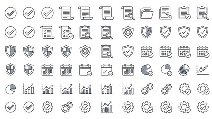 Fototapeta premium Verificar y auditar la colección de iconos de líneas. Ilustración vectorial eps10