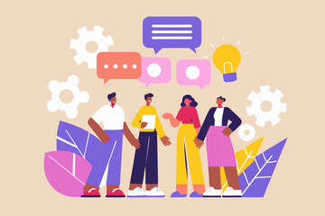 Diverse team brainstorming and sharing ideas for business development and innovation