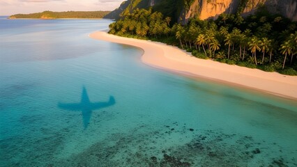 Concepto de viaje en avión a un destino exótico.