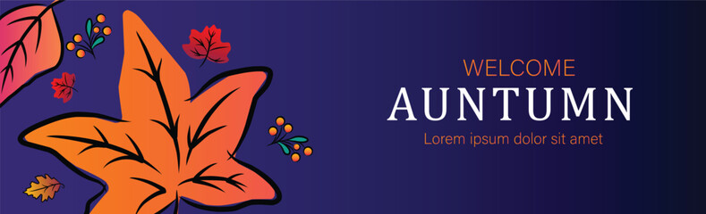 Happy Auntumn season day with templates banner design. Vector ilustration.