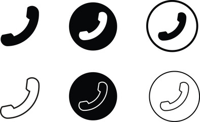A collection of six telephone call icons in varying styles and colors