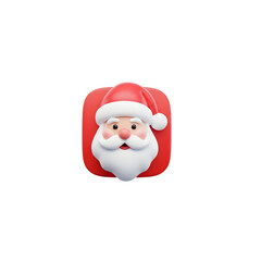 Obraz premium Cartoon 3d Render of Santa Claus Icon on Transparent Background