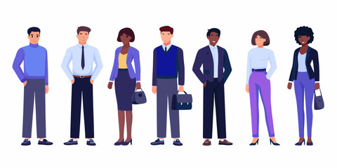 Diverse group of business professionals standing together in formal attire