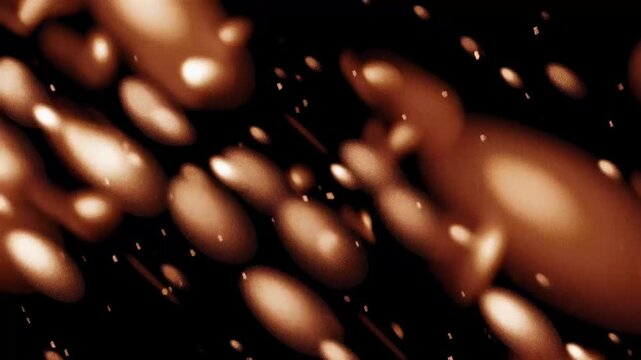 Abstract pattern of floating orbs with a warm color palette against a dark background.