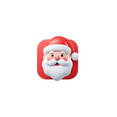 3d Santa Claus Icon on Red Background for Mobile App