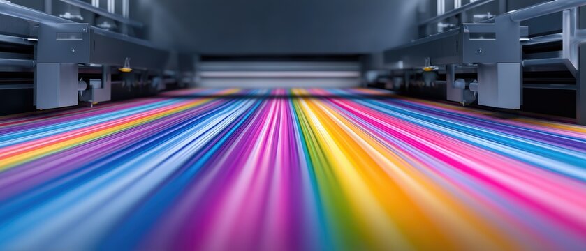 Colorful large format printer creating high-resolution vibrant graphic prints