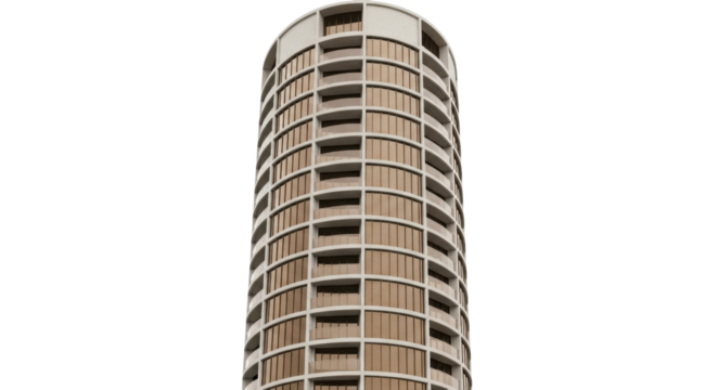 Isolated modern highrise apartment building with balcony and glass windows, architecture