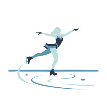 Elegant Ice Skating Flat Vector Art