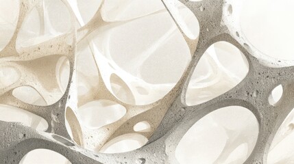 Abstract bone structure lattice in ivory and gray tones