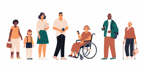 Diverse group of people standing together representing inclusion and community vector illustration