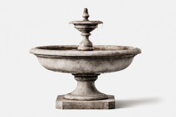 Naklejka premium Timeless pedestal fountain with basin and spout, studio shot on white backdrop