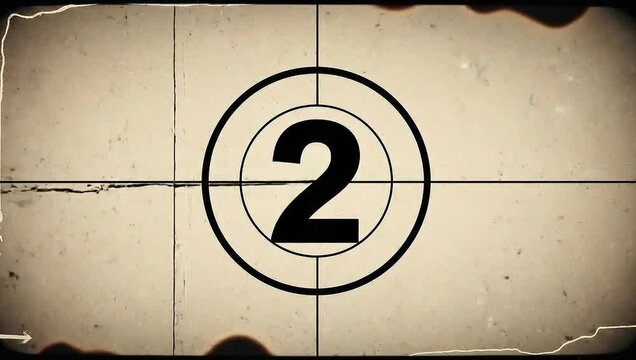 Vintage film countdown animation 4 to 0 retro movie reel effect