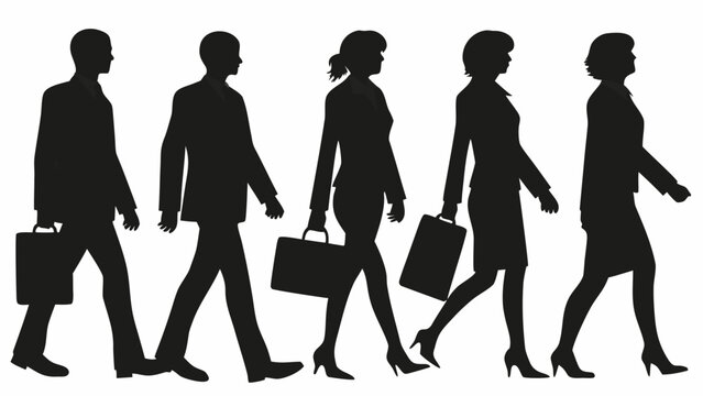 Dynamic team of business professionals stepping forward with purpose, symbolizing career advancement, leadership, and corporate success, originally a vector graphic