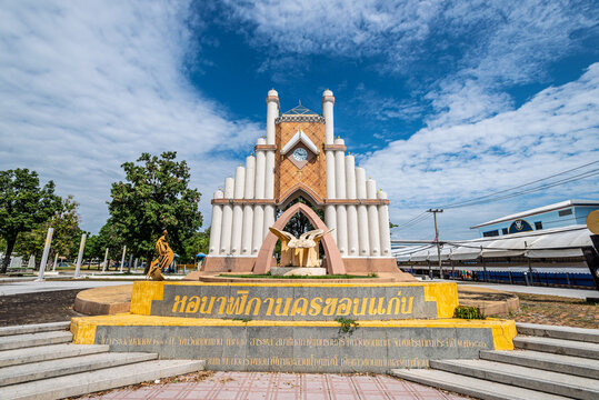 Khon Kaen, Thailand  November 11, 2025 :Khon Kaen City Clock Tower in Ratcha Nusorn Park ,Khon Kaen, Thailand.