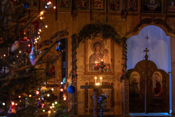 Christmas decorations inside an Orthodox church © Irina